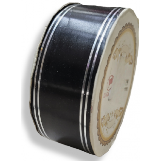 Reben PP Fancy Pepejal Hitam Silver - 1 Gulungan 38MM