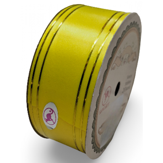 Reben PP Fancy Pepejal Plain Yellow Emas - 1 Gulungan 38MM