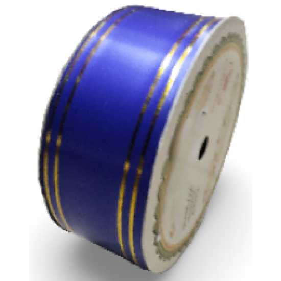 Reben PP Fancy Pepejal Deep Blue Emas - 1 Gulungan 38MM