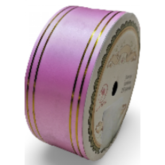 Reben PP Fancy Pepejal Baby Pink Emas - 1 Gulungan 38MM