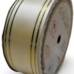 Reben PP Fancy Pepejal Cream Emas - 1 Gulungan 38MM