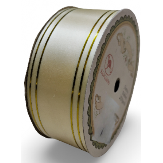 Reben PP Fancy Pepejal Cream Emas - 1 Gulungan 38MM