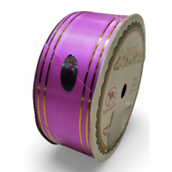 Reben PP Fancy Pepejal Shocking Pink Emas - 1 Gulungan 38MM