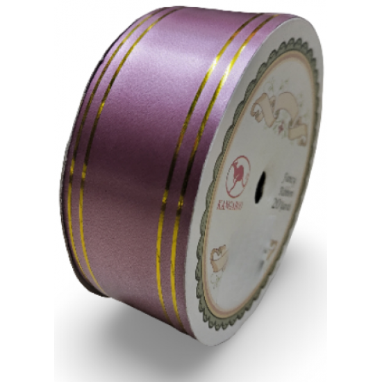 Reben PP Fancy Pepejal Mauve Emas - 1 Gulungan 38MM