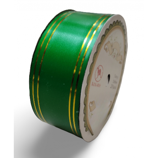 Reben PP Fancy Pepejal Plain Green Emas - 1 Gulungan 38MM