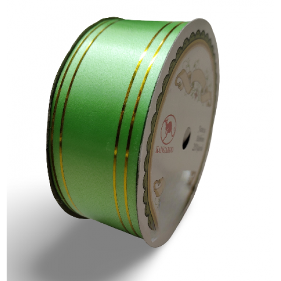 Reben PP Fancy Pepejal Plain Lime Green Emas - 1 Gulungan 38MM