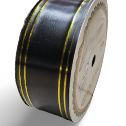 Reben PP Fancy Pepejal Hitam Emas - 1 Gulungan 38MM