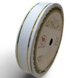 Reben PP Fancy Pepejal Putih Emas - 1 Roll 19MM