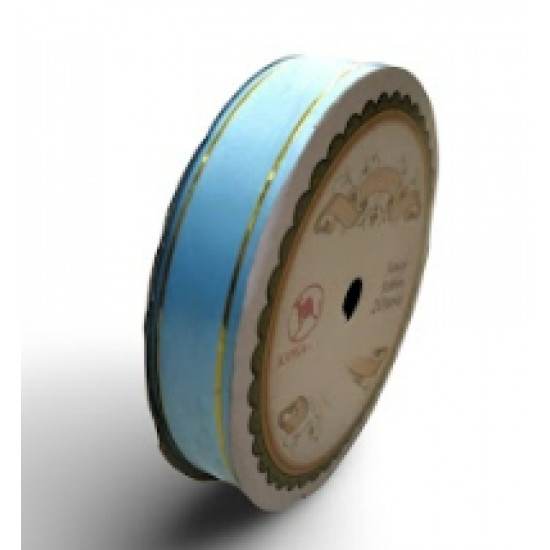 Pepejal PP Fancy Reben Plain Gold Biru Langit Sky Blue Emas - 1 Roll 19MM