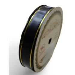 Pepejal PP Fancy Reben Plain Hitam Emas - 1 Roll 19MM