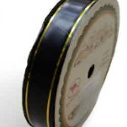 Pepejal PP Fancy Reben Plain Hitam Emas - 1 Roll 19MM