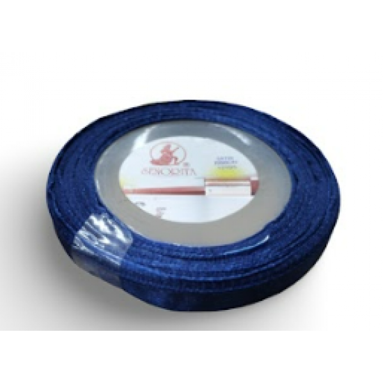 Reben Satin Warna Pepejal Navy Blue - #A13