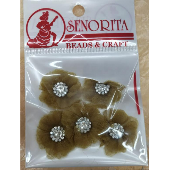 Flower Fabric Senorita 1037 - Olive Brown