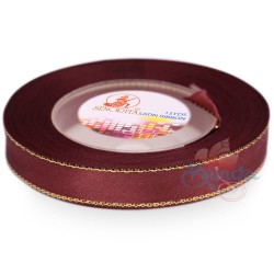  Senorita Gold Edge Satin Ribbon - Merlot 809G 12mm