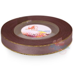  Senorita Gold Edge Satin Ribbon - Deep Taupe 810G 12mm
