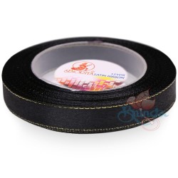  Senorita Gold Edge Satin Ribbon - Black Gold BLKG 12mm
