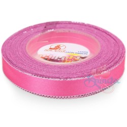 Senorita Silver Edge Satin Ribbon - Pink 013s 12mm