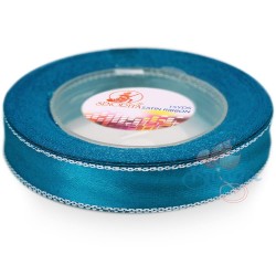  Senorita Silver Edge Satin Ribbon - Dress Blue 24s 12mm