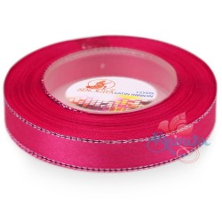  Senorita Silver Edge Satin Ribbon - Camelia Rose 813s 12mm