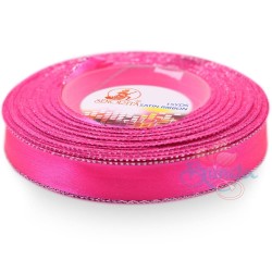  Senorita Silver Edge Satin Ribbon - Fluorescent Pink F106s 12mm