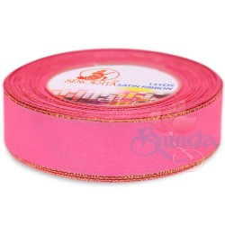 Senorita Gold Edge Satin Ribbon - Deep Pink 13G 24mm 
