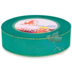 Senorita Gold Edge Satin Ribbon - Tiffany Blue 548G 24mm 