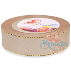 Senorita Gold Edge Satin Ribbon - Bleeker Beige 807G 24mm 