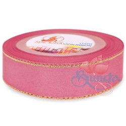 Senorita Gold Edge Satin Ribbon - Classic Rose 811G 24mm 