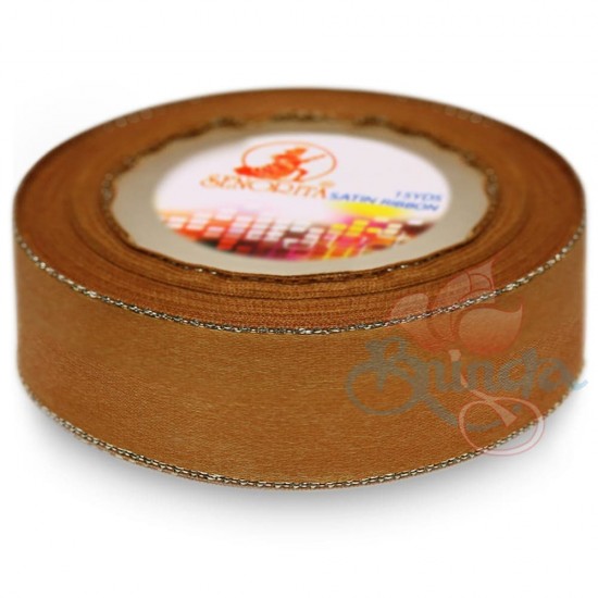 Senorita Silver Edge Satin Ribbon - Classic Gold 226s 24mm Senorita Silver Edge Satin Ribbon - Classic Gold 226s 24mm