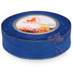 Senorita Silver Edge Satin Ribbon - Electric Blue 25s 24mm 