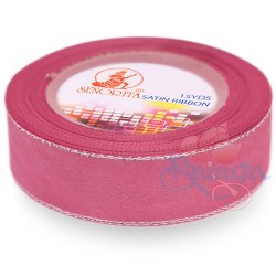 Senorita Silver Edge Satin Ribbon - Classic Rose 811s 