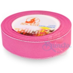 Senorita Silver Edge Satin Ribbon - Carnation Pink 812s 24mm 