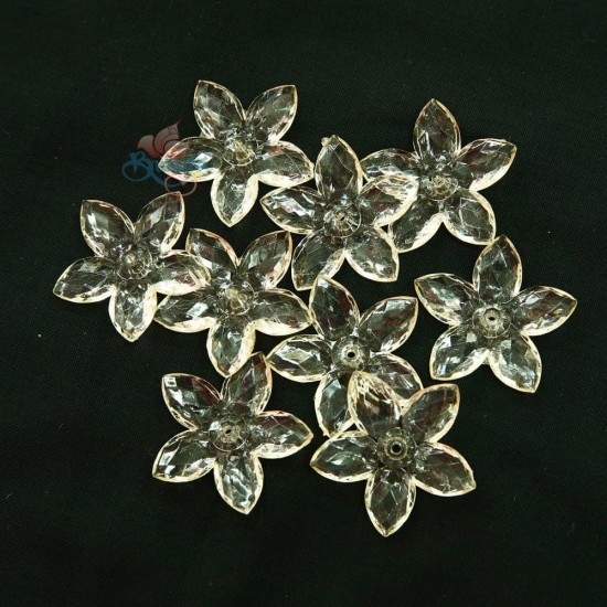 Acrylic Transparent Flower Bead 3.2cm - Light Beige (20gram/pack) #2809 
