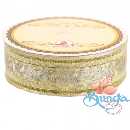  Senorita Fancy Ribbon 25mm - 01G Butter Milk|Gold #3816