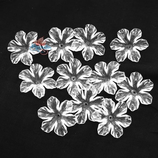 #398 Acrylic Transparent Flower Bead 3cm - White (20gram/pack)