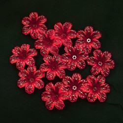 Manik Bunga Lutsinar Akrilik 3cm - Merah (20gram/pek) #398