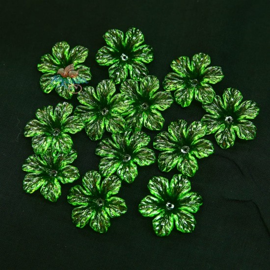 #398 Acrylic Transparent Flower Bead 3cm - Green (20gram/pack)