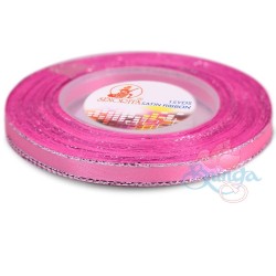 Senorita Silver Edge Satin Ribbon - Carnation Pink 812s 6mm 