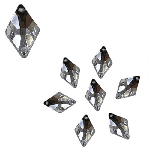 Batu Jahit Akrilik Bentuk Berlian Putih 10mm x 15mm - 20pcs (RA)