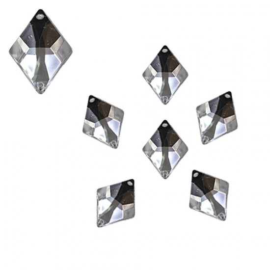 Batu Jahit  Akrilik Bentuk Berlian Putih 14mm x 18mm - 10pcs (RA)