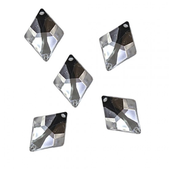 Batu Jahit  Akrilik Bentuk Berlian Putih 16mm x 23mm - 10pcs (RA)