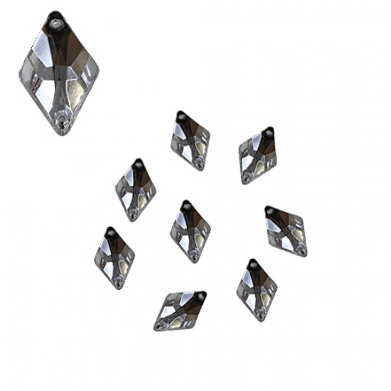 Batu Jahit Akrilik Bentuk Berlian Putih 8mm x 12mm - 20pcs (RA)