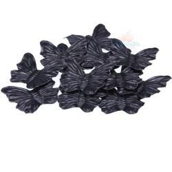 PVC Soft Leather Butterfly Shape Black - 25pcs 4.5cm 