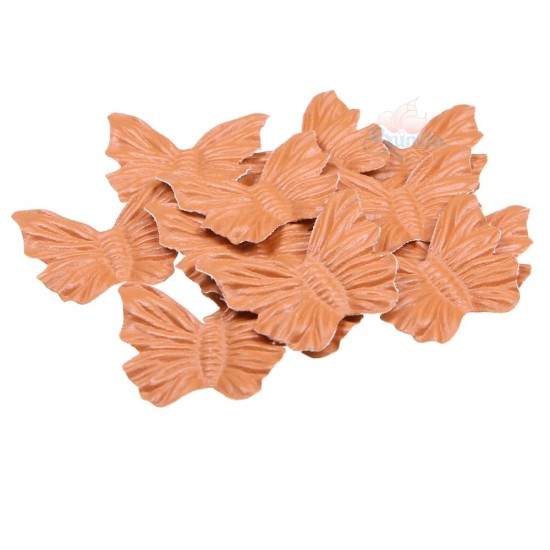 PVC Soft Leather Butterfly Shape Gold Brown - 25pcs 4.5cm 