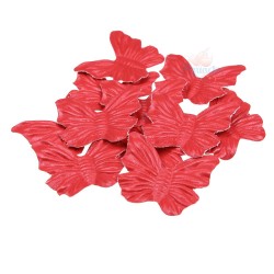 PVC Kulit Lembut Bentuk Rama-rama Merah - 25pcs 4.5cm