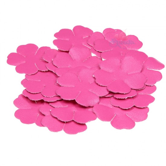 Kulit PVC Bentuk Bunga Hot Pink - 50pcs 3.5cm