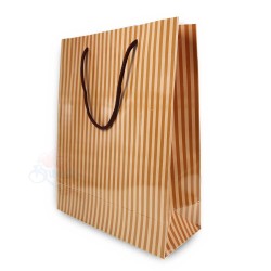 Stripe Gift Paper Bag Big Brown - 10pcs