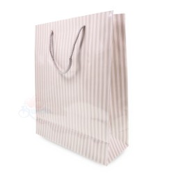 Stripe Gift Paper Bag Big Grey - 10pcs