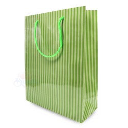 Stripe Gift Paper Bag Big Olive Green - 10pcs