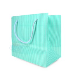Stripe Gift Paper Bag Wide Base Jade - 10pcs